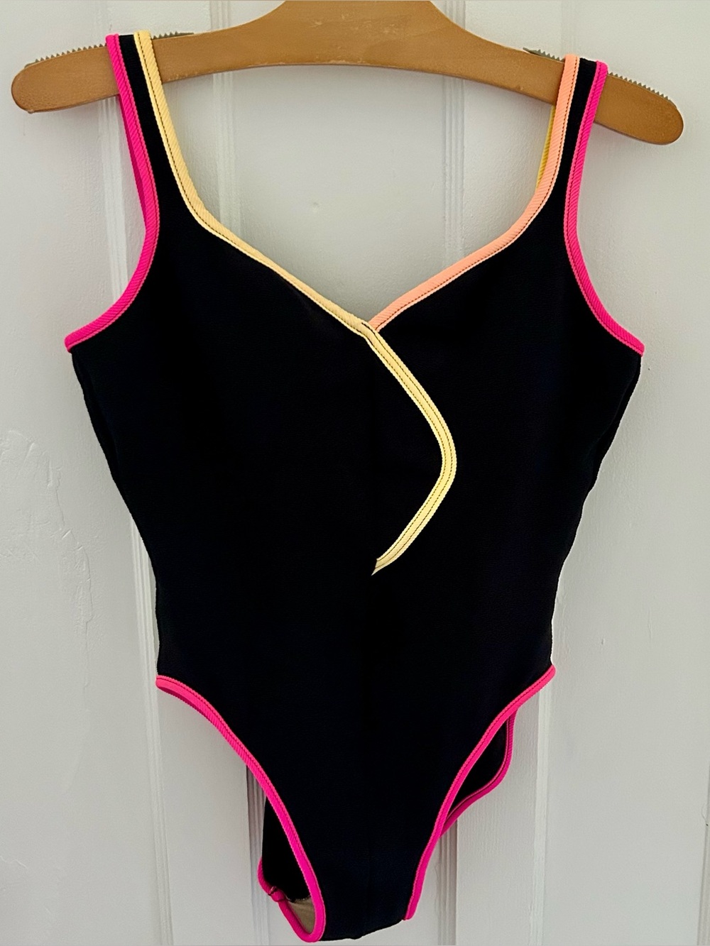 Vintage Christina Neon Trim One-Piece Swimsuit Made in Canada Size 12